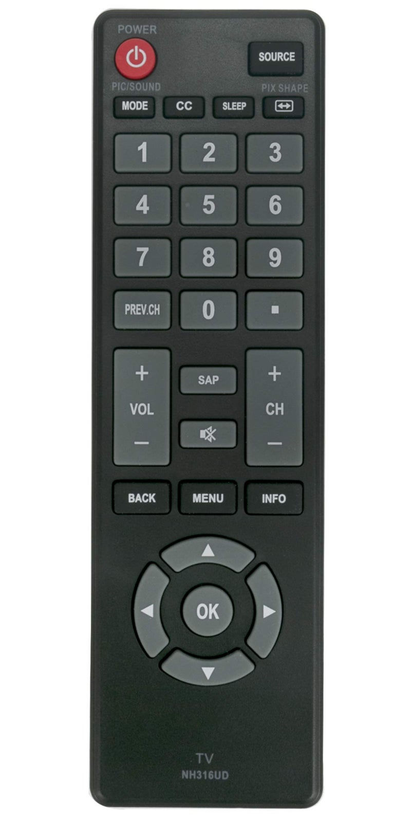 AULCMEET New NH316UD Replaced Remote Control Compatible with Sanyo TV NH315UP FW32D06 FW32D06F FW32D06F-B FW32D08F FW32D08F-B FW40D06F FW40D06F-B FW40D36F FW40D36F-B FW40D48F FW40D48F-B FW43D25F FW43D25F-B - Image 2